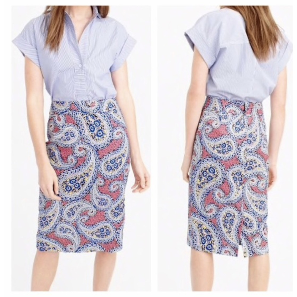 J. Crew No. 2 Pencil Skirt  NWOT Paisley 12